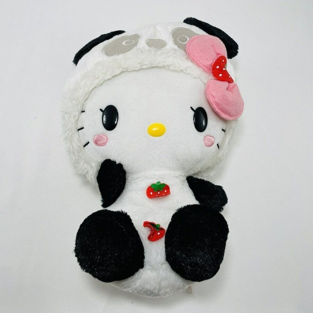 Japanese Original Sanrio Hello Kitty Panda Plush Toy Costume Strawberry Kawaii - Picture 1 of 10